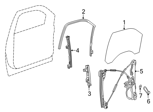 2020 GMC Sierra 1500 Front Door - Glass & Hardware Diagram