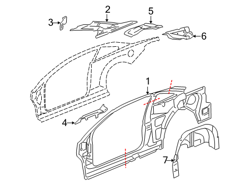 2005 Chevy Cobalt Inner Structure - Quarter Panel Diagram 1 - Thumbnail