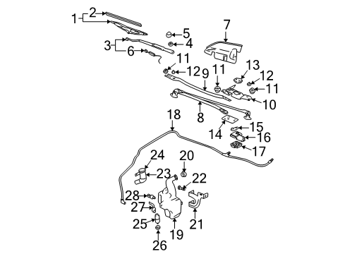 2003 Chevy Impala Bracket,Windshield Washer Solvent Container Diagram for 12365386