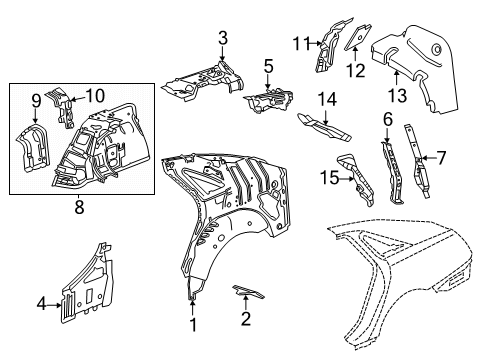 2019 Cadillac XTS Inner Structure - Quarter Panel Diagram