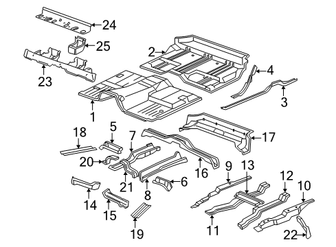 2007 Chevy Avalanche Pillars, Rocker & Floor - Floor & Rails Diagram