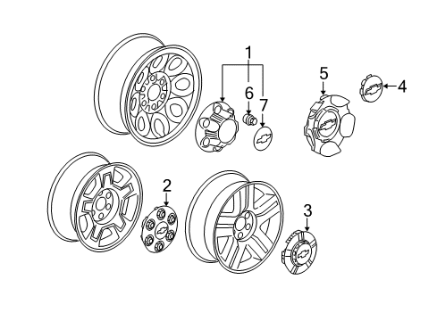 2008 Chevy Silverado 1500 Wheel Covers & Trim Diagram