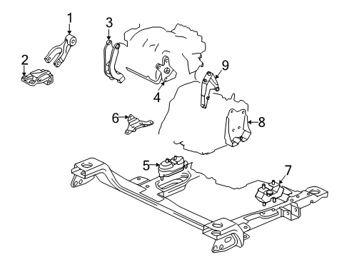 2008 Chevy Uplander Engine & Trans Mounting Diagram