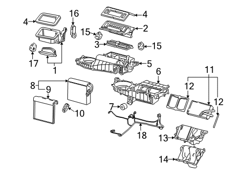 2007 Chevy Monte Carlo A/C Evaporator & Heater Components Diagram