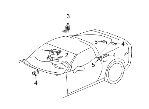 2009 Chevy Corvette Transmitter Assembly, Remote Control Door Lock & Theft Deterrent Diagram for 25926481