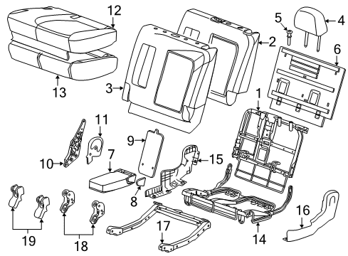 2013 Chevy Captiva Sport Rear Seat Components Diagram 1 - Thumbnail