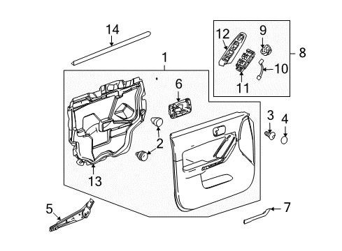 2010 Hummer H3T Plate Assembly, Front Side Door Accessory Switch Mount *Ebony Diagram for 25876089