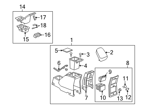 2009 Saturn Vue Compartment,Front Floor Rear Console (W/ Armrest) Diagram for 20832904