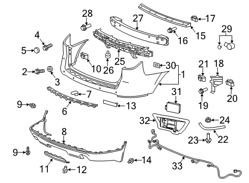 2014 Chevy Traverse Bracket, Rear Bumper Fascia Side Diagram for 20869999