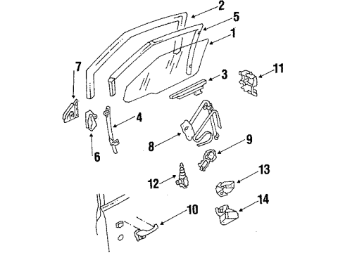 1986 Oldsmobile 98 Channel,Front Side Door Window Front Diagram for 20612775