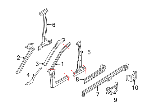 2008 Saturn Astra Reinforcement,Body Hinge Pillar Inner Panel Diagram for 93180678