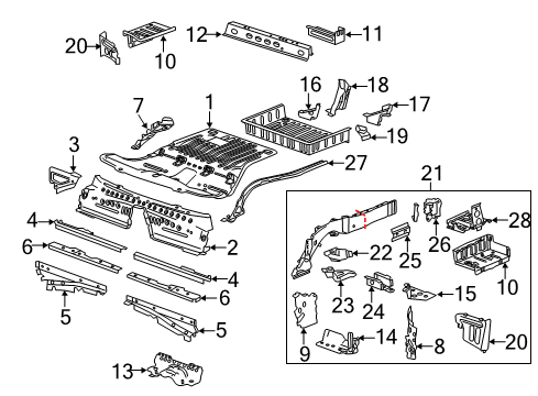 2019 Cadillac ATS Rear Floor & Rails Diagram