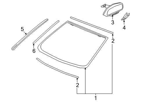 2008 Pontiac G8 Windshield Glass, Reveal Moldings Diagram