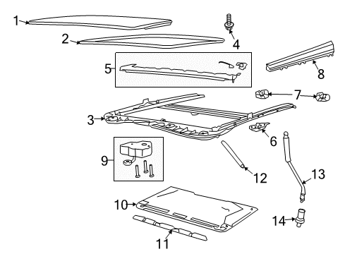 2014 Chevy SS Weatherstrip, Sun Roof Panel/Window Diagram for 92237346