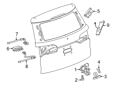 2017 GMC Acadia Lift Gate - Lock & Hardware Diagram