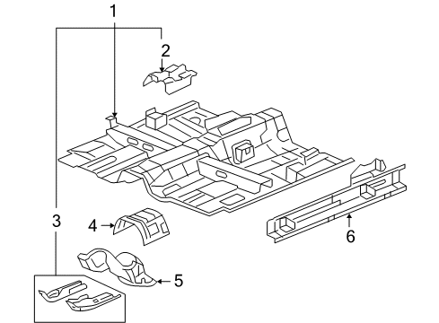 2008 Pontiac G6 Pillars, Rocker & Floor - Floor & Rails Diagram