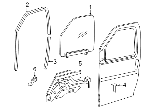 2013 Chevy Express 1500 Front Door - Glass & Hardware Diagram