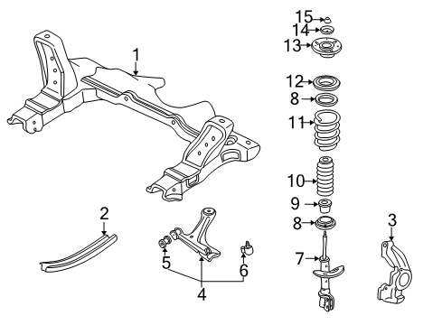 2000 Chevy Cavalier Front Suspension, Control Arm, Stabilizer Bar Diagram 1 - Thumbnail