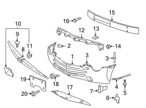 2006 Chevy SSR Front Bumper Diagram