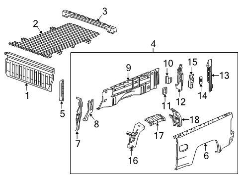 2018 GMC Canyon Panel Assembly, Pick Up Box Outer Side Diagram for 23381426