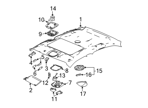 2005 Pontiac G6 Panel Assembly, Headlining Trim *Gray Diagram for 15236584