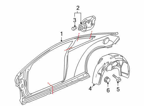 2008 Pontiac G6 Quarter Panel & Components Diagram 2 - Thumbnail