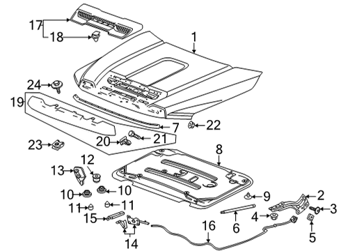 2023 GMC Sierra 3500 HD Hood & Components Diagram