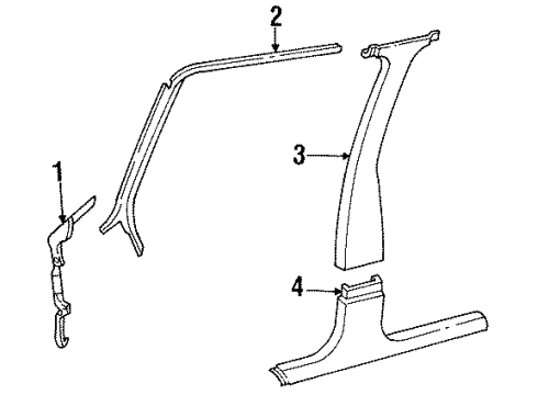 1990 Chevy Lumina Molding, Body Hinge Pillar Trim Garnish *Saphire V/Dark Diagram for 10073105