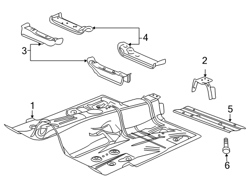 2008 Pontiac G8 Pillars, Rocker & Floor - Floor & Rails Diagram