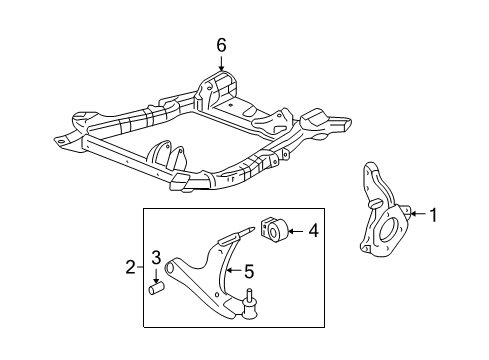 2007 Pontiac Torrent Front Suspension, Lower Control Arm, Stabilizer Bar, Suspension Components Diagram