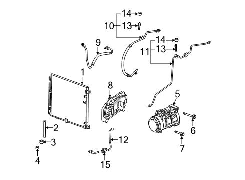 2007 Cadillac STS A/C Condenser, Compressor & Lines Diagram