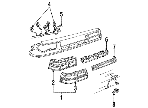 1989 Pontiac Grand Am Rear Lamps, License Lamps Diagram 1 - Thumbnail