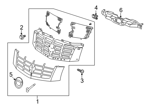 2007 Cadillac Escalade ESV Grille Asm,Front *Antique Bronze *Bronze Diagram for 19260448