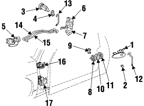 2001 Oldsmobile Intrigue Front Door - Lock & Hardware Diagram