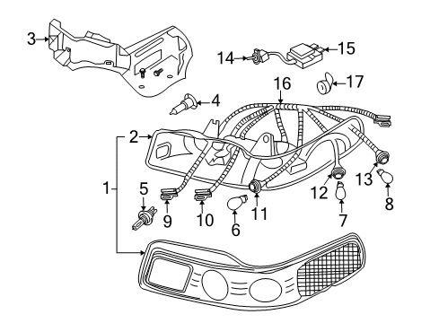 2002 Cadillac Seville Socket,Front Turn Signal Lamp Diagram for 12166325