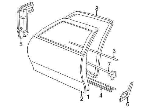 1999 Pontiac Sunfire Door Assembly, Front Side Diagram for 22713973