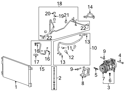 2007 Saturn Outlook A/C Condenser, Compressor & Lines Diagram