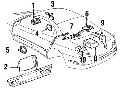 2001 Oldsmobile Aurora Speaker Assembly, Radio Front Side Door Diagram for 25659140