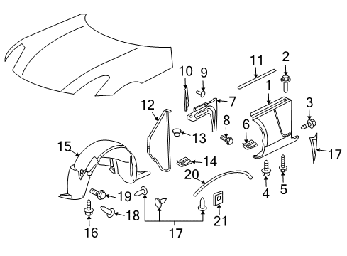 2008 Saturn Sky Fender & Components, Exterior Trim, Body Diagram