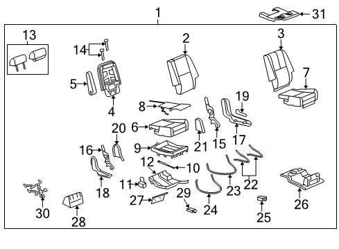 2010 Cadillac Escalade Actuator Assembly, Rear Seat Reclining Diagram for 22977128