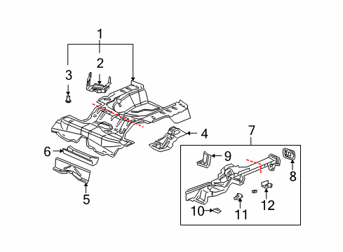 2005 Saturn Ion Extension,Underbody Side Rail Rear Diagram for 22713700