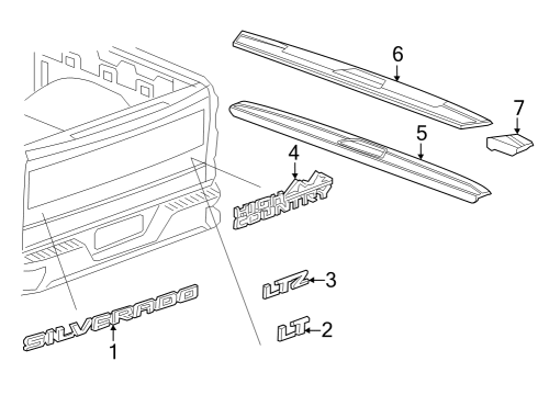 2020 Chevy Silverado 3500 HD Exterior Trim - Pick Up Box Diagram 13 - Thumbnail