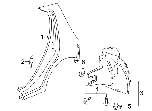 2014 Chevy Spark EV Quarter Panel & Components Diagram