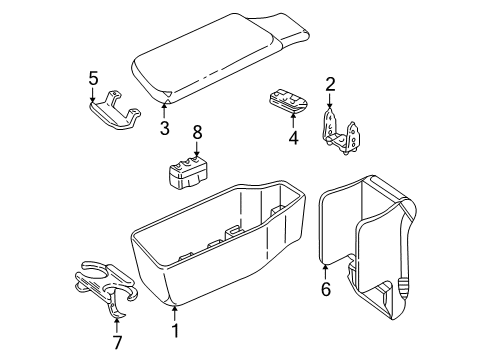 1997 Buick Park Avenue Base Asm,Front Seat Folding Storage Armrest *Red Diagram for 12533243