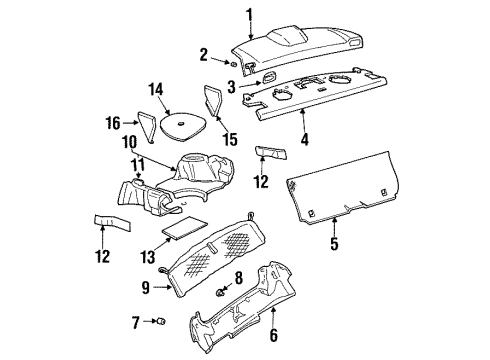 1996 Chevy Monte Carlo Panel Assembly, Rear Compartment Spare Wheel Stowage Cover Diagram for 10293351