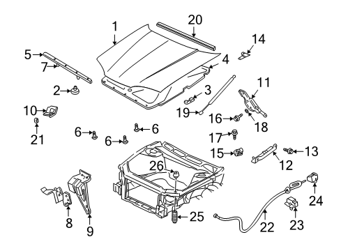 2005 Chevy Monte Carlo Weatherstrip Assembly, Hood Rear Diagram for 10250195