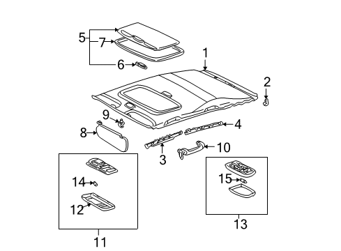 2005 Pontiac Vibe Lamp,Windshield Header Courtesy & Reading(W/Sun Roof Switch) *Gray Diagram for 88970407