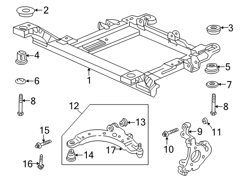 2006 Chevy Monte Carlo Frame Assembly, Drivetrain & Front Suspension Diagram for 25807955