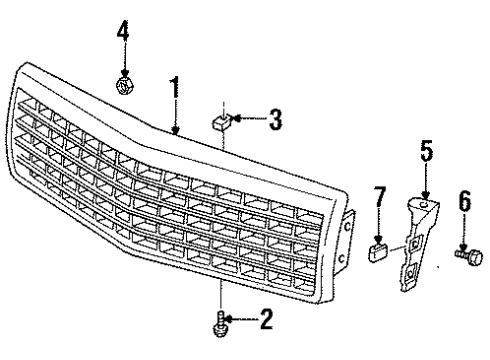 1996 Cadillac DeVille Grille & Components Diagram