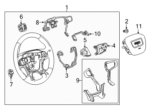 2024 GMC Terrain Steering Wheel & Trim Diagram